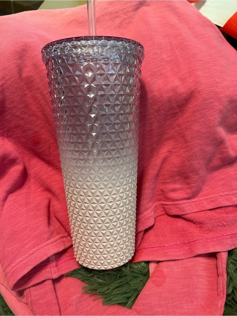 Starbucks Textured Ombre Tumbler Cup in White and Light pink Reusable Drink Cup